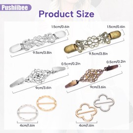 Vintage Sweater Clips, 4 Pcs Shawl Clips and 4 Pcs Scarf Ring, Retro Cardigan Collar Clip Dress Cinch Clip Cloak Clasp Fasteners Clothing Accessories for Cloak Scarf Shirt Women