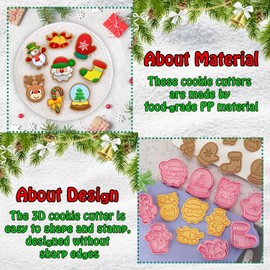 Cerlaza 8 Pcs Christmas Cookie Cutters for Baking, Holiday Cookie Cutters Christmas Shapes Xmas Party Supplies, Snowflake Snowman Santa Cookie Cutter for Biscuit Dough Fruit