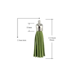 30 Silver CCB 2-1/4 Inch Faux Suede Tassel Charm Keychain Cellphone Straps Z58 (Olive Tassel)