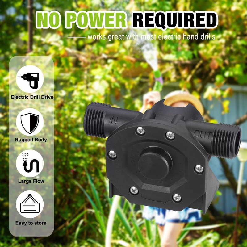 TRUPOW Self-Priming Mini Hand Water Transfer Drill Pump Kit with