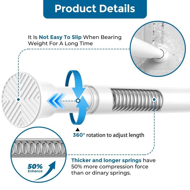 AIZESI 2 Pack Spring Tension Curtain Rod 23-46 Inch Adjustable