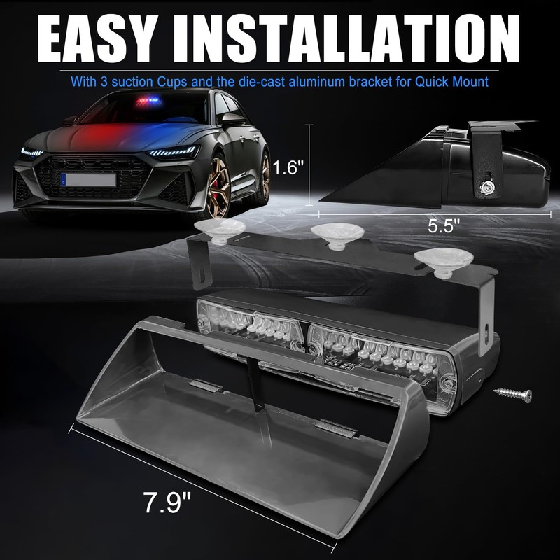 XTAUTO Car 16-led 18 Flashing Mode Emergency Vehicle Dash Warning