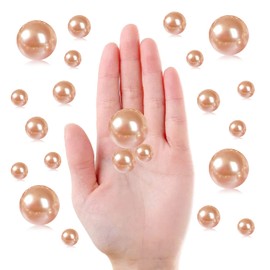 GLBYUNN 160 Pieces Pearl for Vase Filler Pearl Beads No Hole Makeup Pearls for Brushes Holder for Home Wedding Decor, 10/14/20(Champagne)