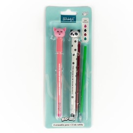 Mr. Wonderful - Set mit 2 löschbaren Bo-Bo Stiften + 2 Nachfülltinten - Schwein + Waschbär