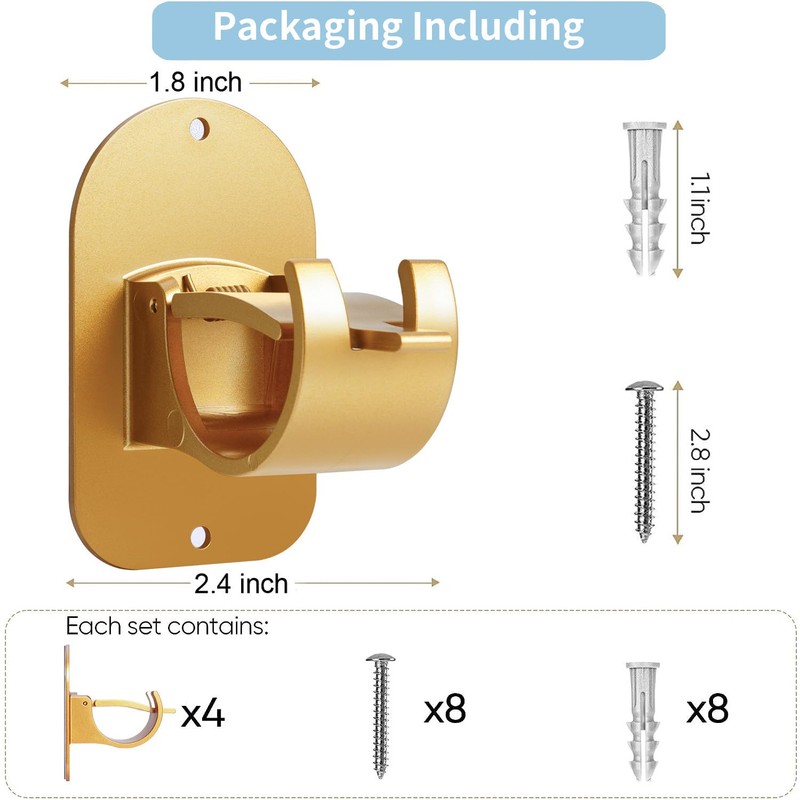 Cadorasty No Drill Curtain Rod Holder Hangers - Self Adhesive