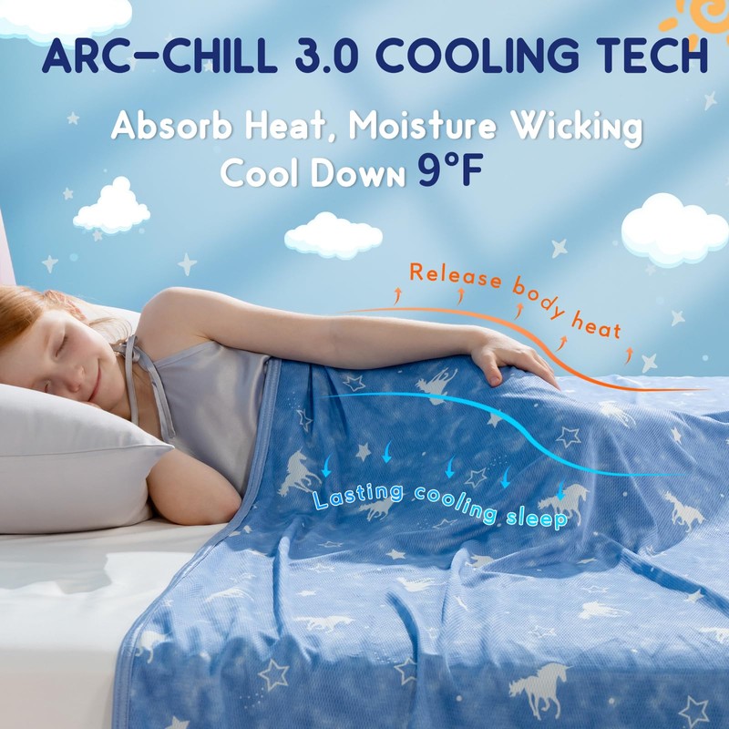 Elegear Kids Cooling Blanket for Hot Sleeper, Glow in The