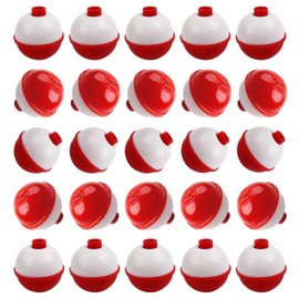 Fishing Bobbers Floats Hard ABS Fishing Float Round Buoy Bobbers Red and White Fishing Floats and Bobbers Push Button Slip Bobbers Tackle Assortment 10Pcs