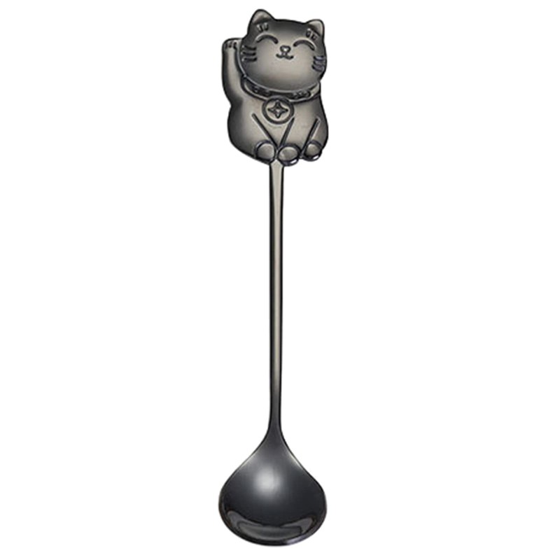 MUUYYI Stainless Steel Coffee Dessert Spoon Cute Cat Shape Teaspoon