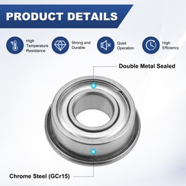 M METERXITY 10-Pack F686ZZ Flanged Ball Bearing, 6mm x 13mm x 5mm Double Metal Shielded Z1 Chrome (GCr15) Steel Flange Rip Bearings for Wheelbarrow/Printer/Fax Machines/Power Tools