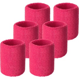 Willbond 6 Pcs Wrist Sweatbands Sports Tennis Wristbands Wrist Bands for Sweat Wrist Bands Competitions Absorbent Sweatbands for Basketball Tennis Football Running Working(Rose Red)