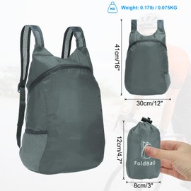 PATIKIL Hiking Backpack, 15L-20L Packable Lightweight Backpack Daypack Small Foldable Outdoor Camping Cycling Backpacking Shoulder Bag, Grey