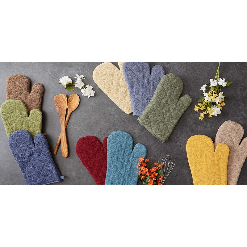 DII Basic Terry Collection 100% Cotton Quilted, Oven Mitt, Wine,