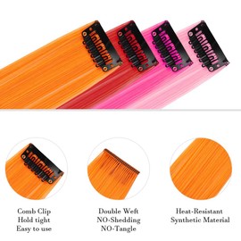 YaFex 12 Pcs Clip in Hair Extensions, 22 Inch Colored Hair Extensions Party Highlights Long Straight Synthetic Hairpieces for Women (Purple + Sapphire Blue)