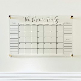 Large Clear Acrylic Monthly Calendar for wall | Dry-Erase Message White Board Calendar Wall Mounted Office Home Family Organization Tools Must Haves School Kids Adult Mom Teen Monthly Weekly ADHD Tool