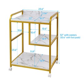 Fannova Large Printer Table Stand with Shelf for Computer Tower, CPU and Shredder, 22 x 18 Inch Rolling Printer Cart with Wheels for Home Office Storage and Organization - White Gold