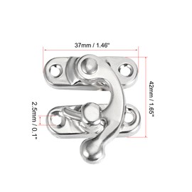 sourcing map Antique Lock Clasp Right Latch Hook Hasp 42mm x 37mm Swing Arm Latch Plated Silver Tone, 5 Pcs W Screws