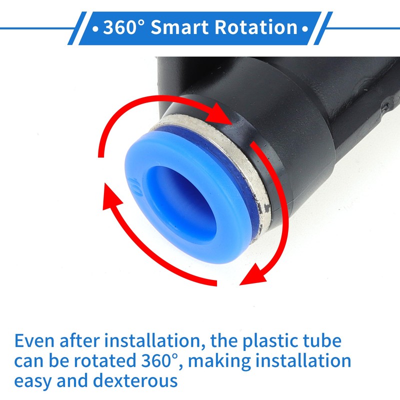 VekAuto Push to Connect Air Fittings 3/8"x1/4"x3/8" t Type Reducing