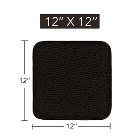 Yeaban Small Bathroom Rugs 12"x12" – Thick Chenille Bath Mats | Absorbent and Washable Bath Rug Non-Slip, Plush and Soft Rugs for Bathroom, Shower, Sink(Chocolate Brown)