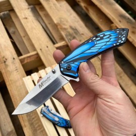 MTech USA Ballistic Blue Butterfly Handle Fantasy Pocket Collectible Knife