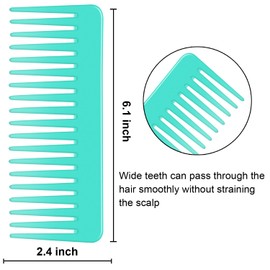 Wide Tooth and Large Detangling Comb Set for Long, Curly, Wet Hair - No Handle Styling, Shampoo, and Detangling Combs (2 Pieces - White, Cyan)