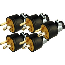 Black Duck Brand Male Extension Cord Replacement Electrical Plugs End (5 Pieces)