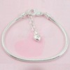 RUBYCA 5pcs White Silver Plated Heart Lobster European Snake Chain
