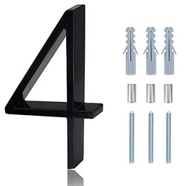 Modern House Numbers - 5 Inch Floating House Numbers With Nail Kit And Instructions Easy To Install Number 4