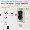 Black Wall Outlet Receptacle with Night Light,Electrical Receptacle Outlets,15A 125V,
