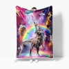 Funny Dinosaur Blankets, Farmhouse Cool Cat Riding Dino in Purple