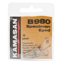 KAMASAN B980 Barbed Specimen Eyed Hooks - Size 8, One Size