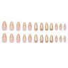 24Pcs Almond Press on Nails Medium Length Fake Nails Gold