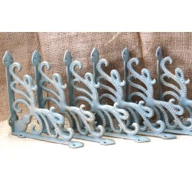 6 Cast Iron Octopus Brackets Nautical Garden Braces Shelf Corbels Ocean Book
