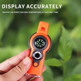 Emergency Survival Function Whistle, Outdoor Multifunctional Tool Safety Whistle with Lanyard, Ideal for Kayaking, Boating, Hiking, Camping, Climbing, Hunting, Fishing, Rescue Signaling(orange2)