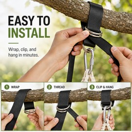 Hammock Hanging Straps for Outdoor Use – 2-Pack Nylon Swing Straps with Snap Hooks for Trees, Chairs & Porch Swings