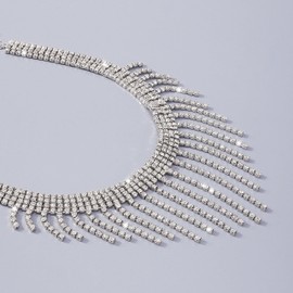 Rhinestone Choker for Women Gold Silver Sparkly Tassel Choker Necklace Bohemian Prom Crystal Jewelry