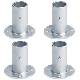 GBGS 4 Pcs Chain Link Fence Post Floor Flanges fit OD 1-5/8" Pipe,Heavy Duty Round Post Base Surface Mount,Height:3-1/2"