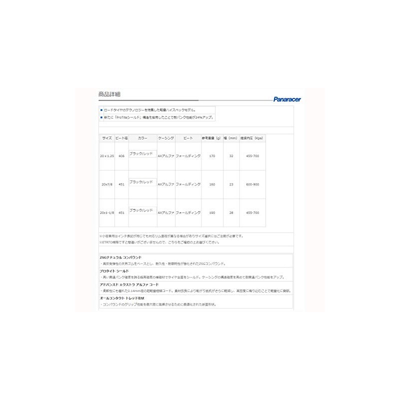 Panaracer Minute Light (Protite) Small Wheel Tire 20" [Black/Red 20x1.25