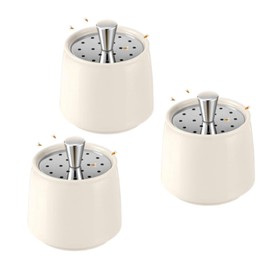 Ceramic Fruit Fly Trap for Indoors, Reusable Kitchen Fly Catcher with Stainless Steel Vent Lid, Uses Safe & Natural Vinegar Bait Trap, Dishwasher Safe, Easy to Use (White,3 Pack)