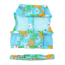 DOGGIE DESIGN Cool Mesh Dog Harness with Leash Pineapple Luau