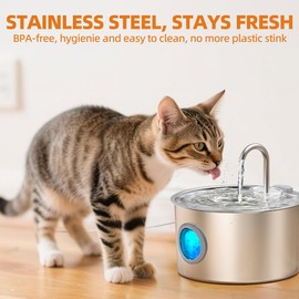 UPAWPIA 3.2L Cat Water Fountain Stainless Steel with 20 Filters Automatic Pet Water Fountain for Cats/Dogs Indoor Ultra Quiet Metal Cat Fountains for Drinking Kitty Watering Supplies for Animals