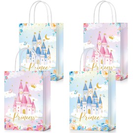 Sepamoon 36 Pcs Princess Prince Party Favor Bags Prince Princess Castle Bags Princess Treat Bags with Handles Candy Goodie Bags for Gender Reveal Party Baby Shower Wedding Supplies