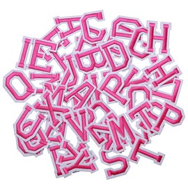 J.CARP 52Pcs Pink Alphabet A to Z Patches, Iron on Sew on Letters for Clothing, Hats, Shoes, Backpacks, Handbags, Jeans, Jackets etc.