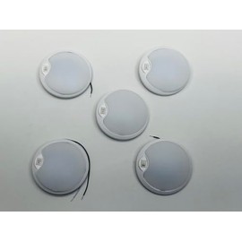 Command Electronics (5) White LED White Base 4.5 inch Round Camper RV Trailer Dome Lights/Switch