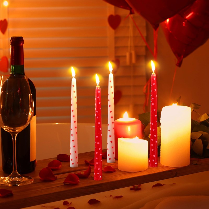 Threlaco 12 Pcs Valentine Taper Candles 10 Inch Tall Unscented