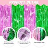 2 Pack Pink and Green Shiny Tinsel Foil Fringe Curtains