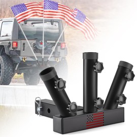 GADFISH Trailer Hitch Flagpole Mount, Two Mounting Options US Flag Hitch Mount, Universal Flag Hitch Mount for All 2" Receiver, Trailer Hitch Flag Pole Holder for Driving, Black
