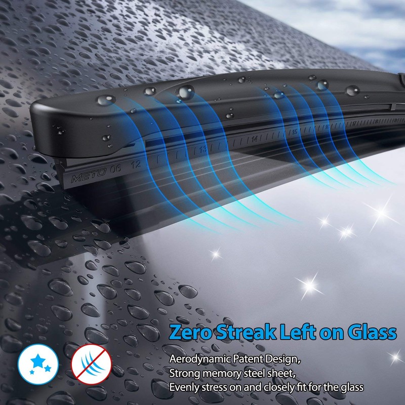 METO T6 Silicone Windshield Wiper Blades, 22 and 22 inches