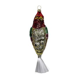 Lauschaer Glas Large Parrot White Matt / Colourful Christmas Tree Decoration Mouth-Blown Hand-Decorated Original