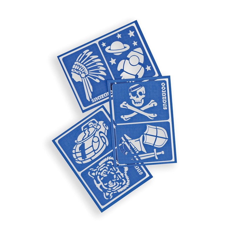 Snazaroo Re-usable Face Paint Adventure Stencils, Blue, 6 Pcs