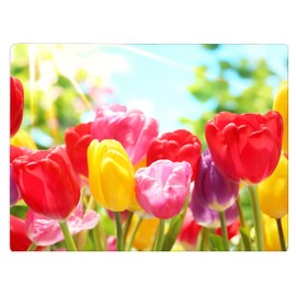 Tulips Floral Pattern Flower Love Kitchen Glass Cutting Board Decorative Valentine's Mother's Day Gift For Her Flowers (Tulips)